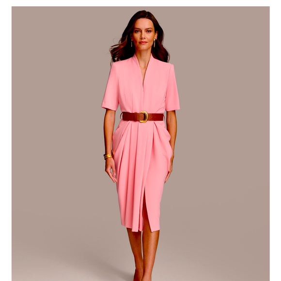 Donna Karan Dresses & Skirts - Donna Karan Women's V-Neck Belted Short-Sleeve Dress